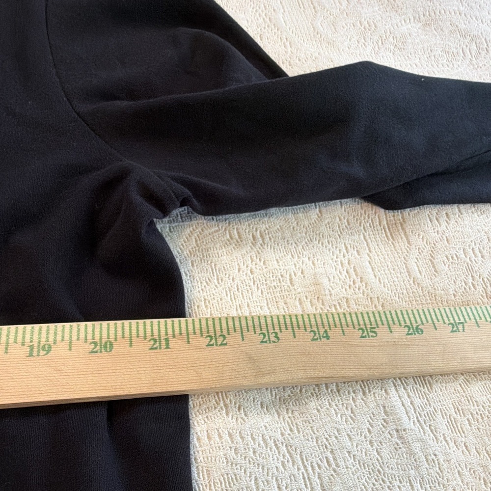 Lands' End Women Black 100% Cotton Knit V-Neck Button Front Cardigan L 14-16 - Picture 6 of 8